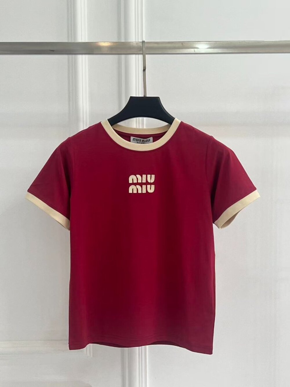 Miu Miu burgundy cropped top, size M.